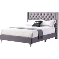 Julie Upholstered Panel Bed in Gray by Glory Furniture
