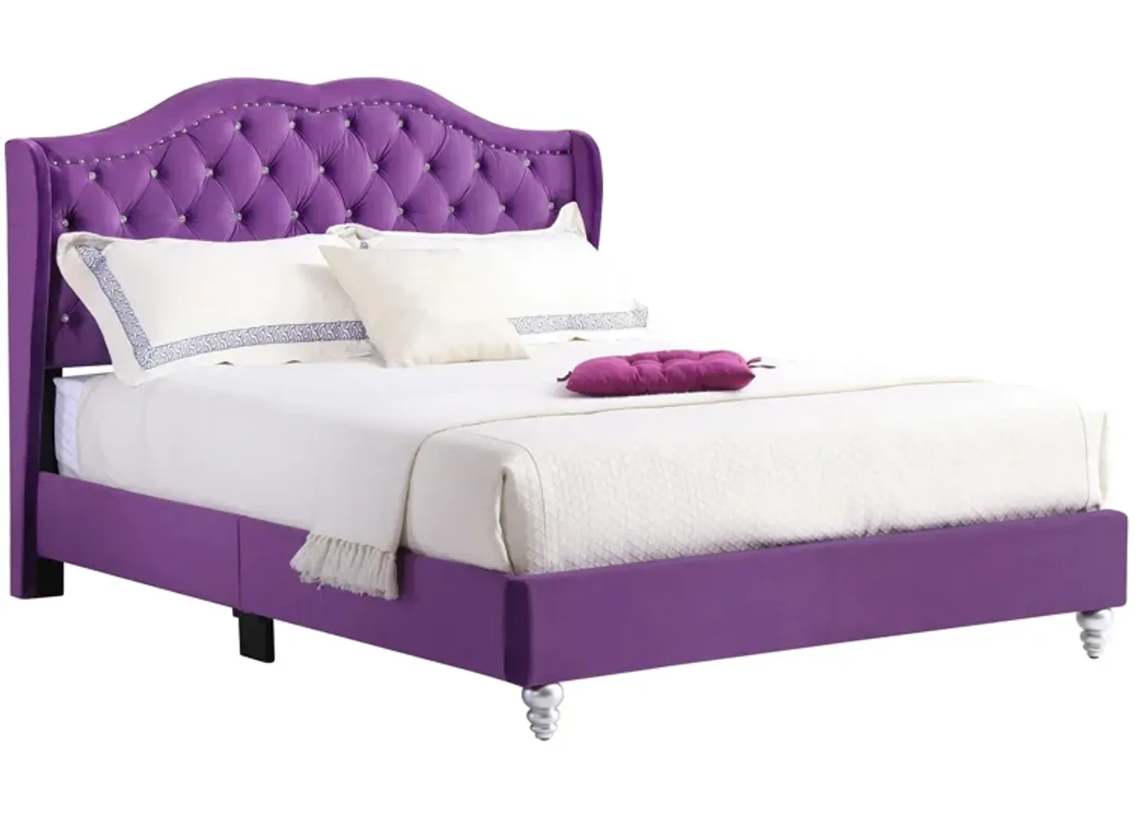 Joy Upholstered Panel Bed in Purple by Glory Furniture