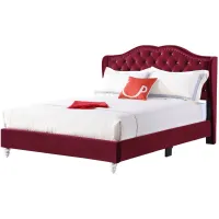 Joy Upholstered Panel Bed in Burgundy by Glory Furniture