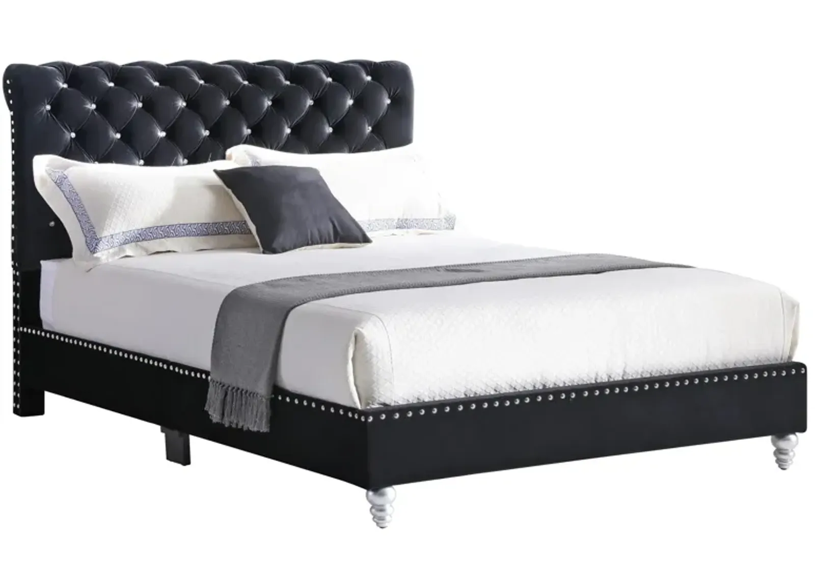 Maxx Upholstered Sleigh Bed in Black by Glory Furniture