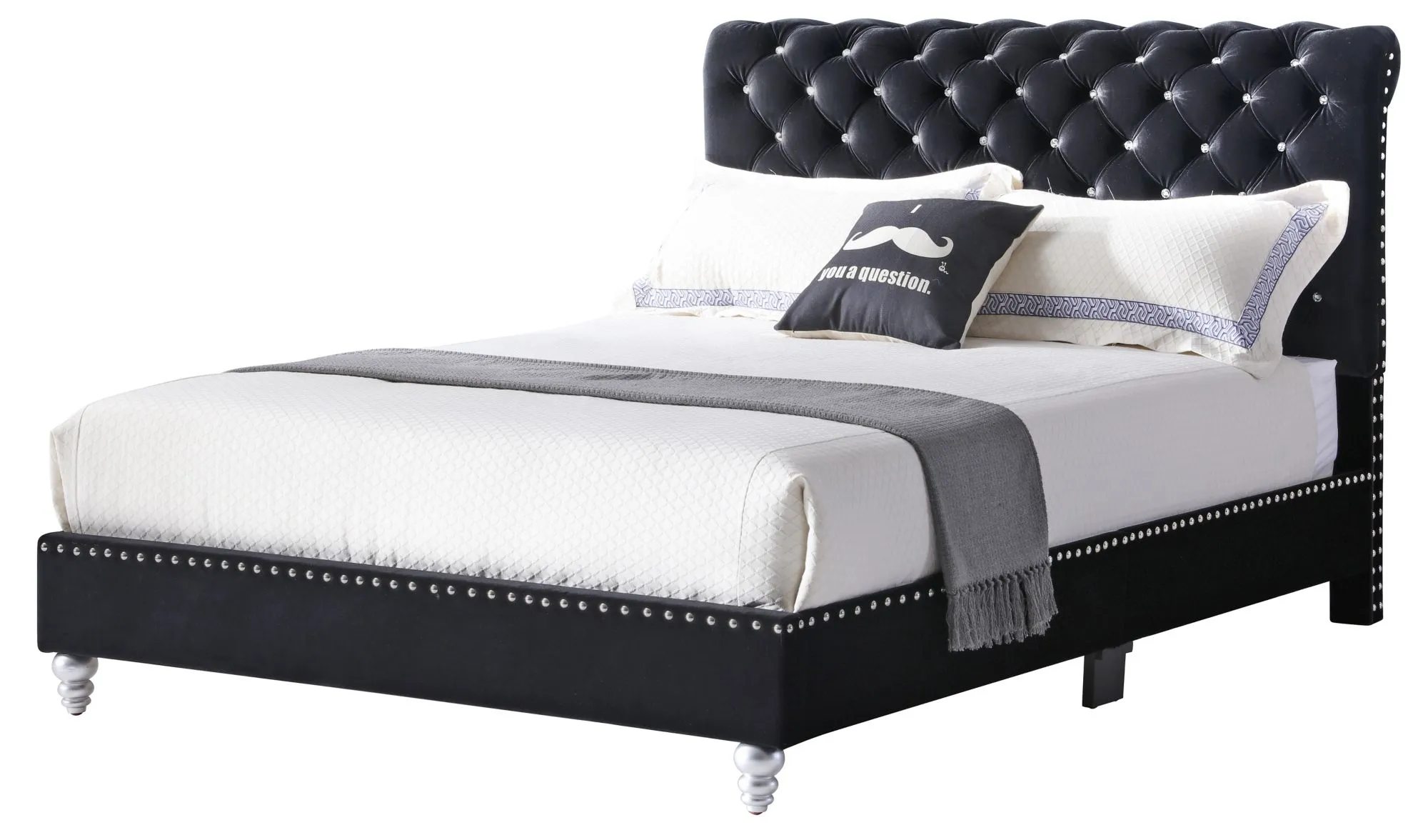 Maxx Upholstered Sleigh Bed in Black by Glory Furniture