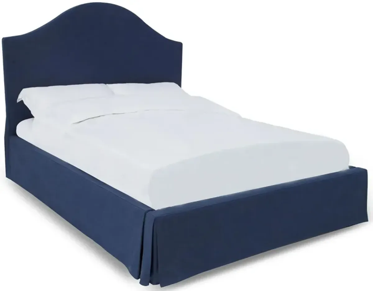 Sur Upholstered Skirted Panel Bed in Navy by Bellanest