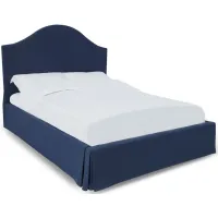 Sur Upholstered Skirted Panel Bed in Navy by Bellanest