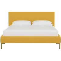 Malin Platform Bed in Linen French Yellow by Skyline