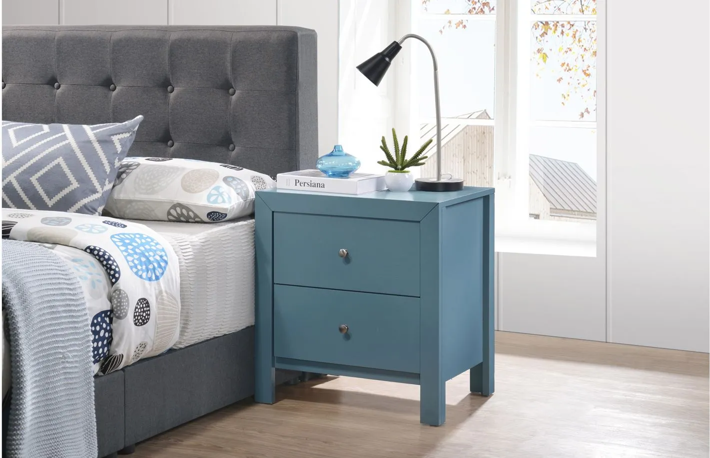 Burlington Nightstand in Teal by Glory Furniture