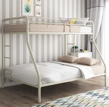 Dusty Twin over Full Metal Bed with Ladders in White by DOREL HOME FURNISHINGS