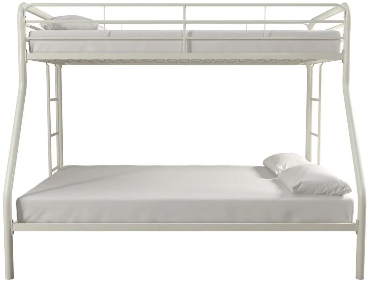 Dusty Twin over Full Metal Bed with Ladders in White by DOREL HOME FURNISHINGS