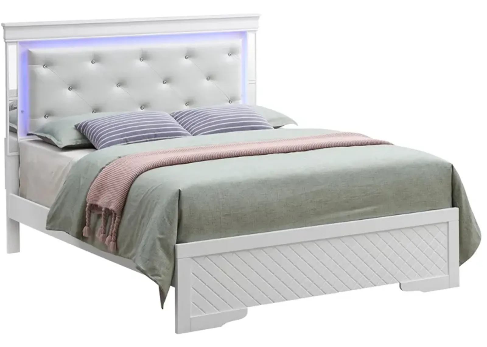 Verona King Bed w/ LED Lighting in White by Glory Furniture