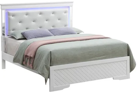 Verona King Bed w/ LED Lighting in White by Glory Furniture
