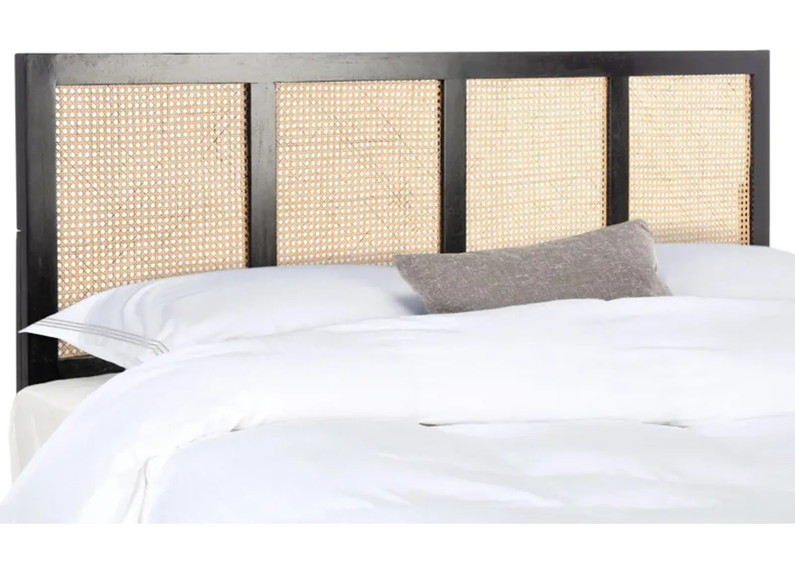 Vienna Cane Mounted Headboard in Black by Safavieh