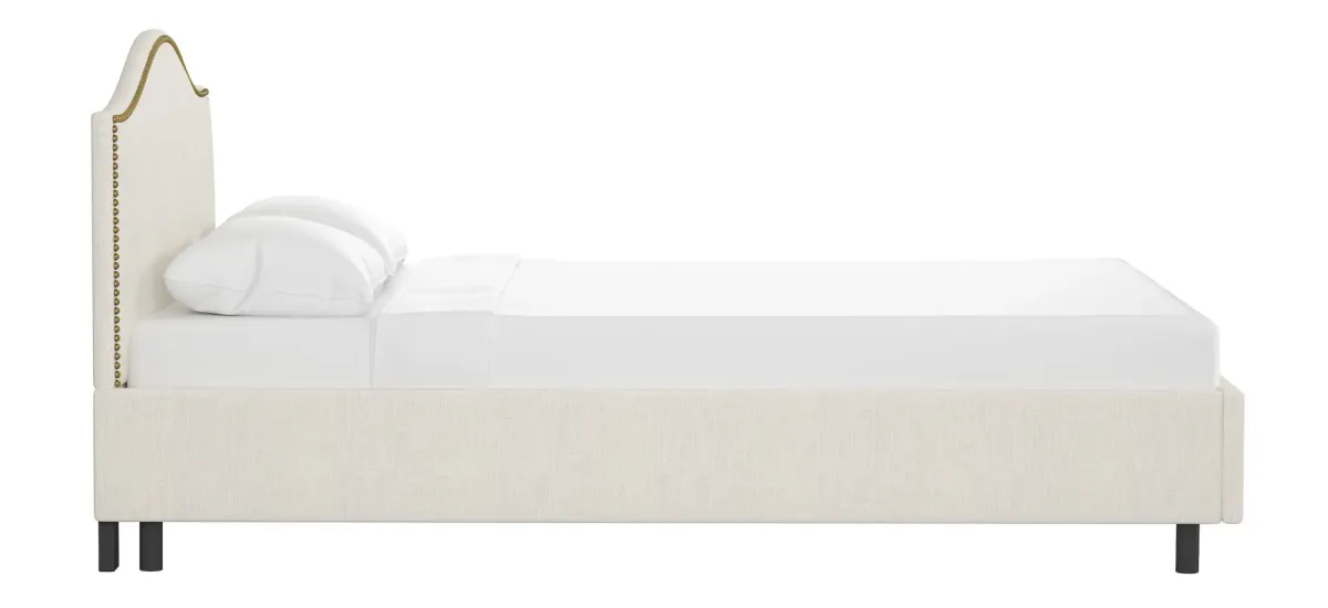 Alexander Platform Bed in Linen Talc by Skyline