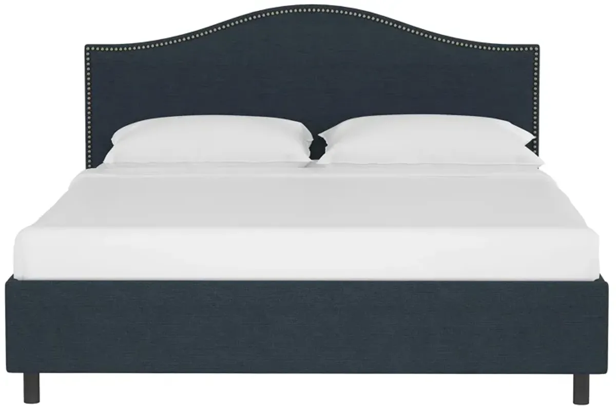 Alexander Platform Bed in Linen Navy by Skyline