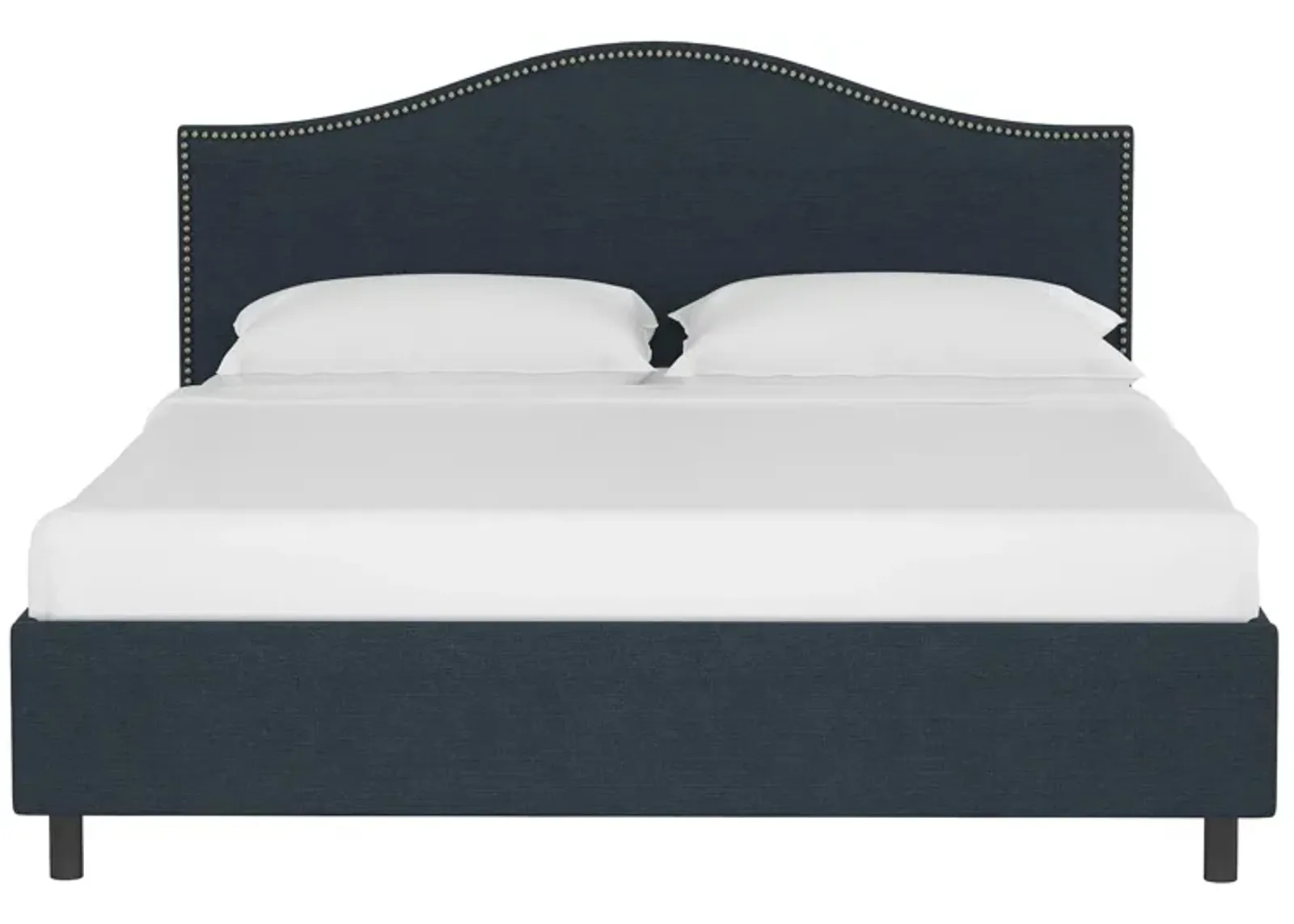 Alexander Platform Bed in Linen Navy by Skyline