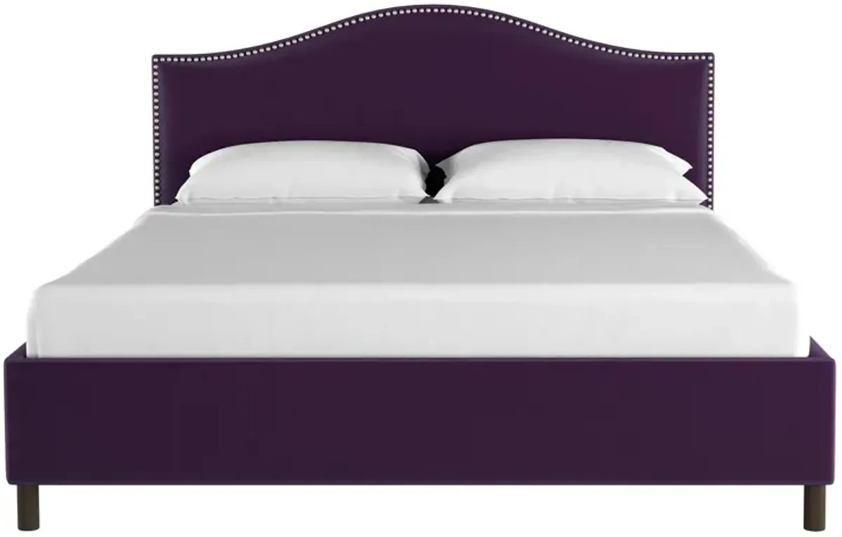 Alexander Platform Bed in Velvet Aubergine by Skyline