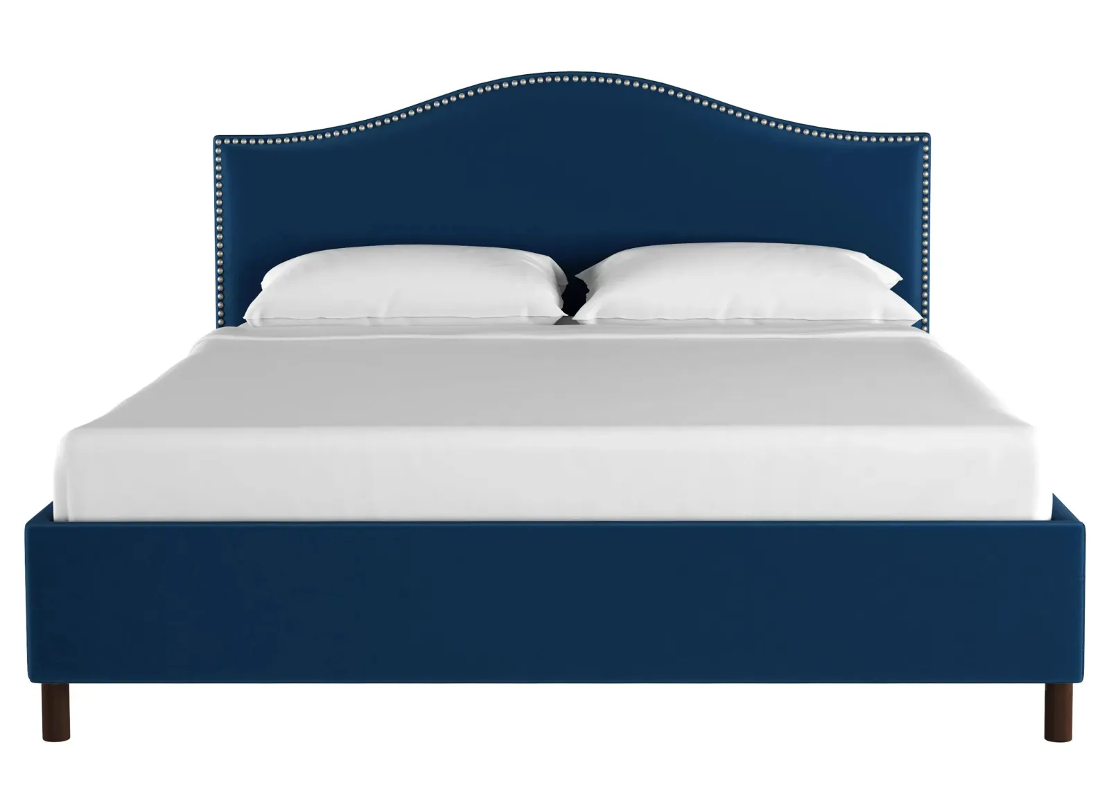 Alexander Platform Bed in Velvet Navy by Skyline