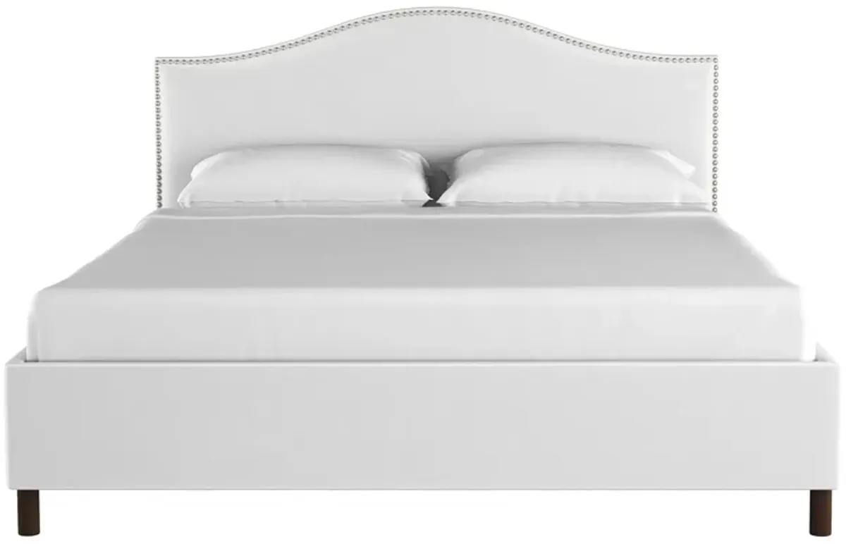 Alexander Platform Bed in Velvet White by Skyline