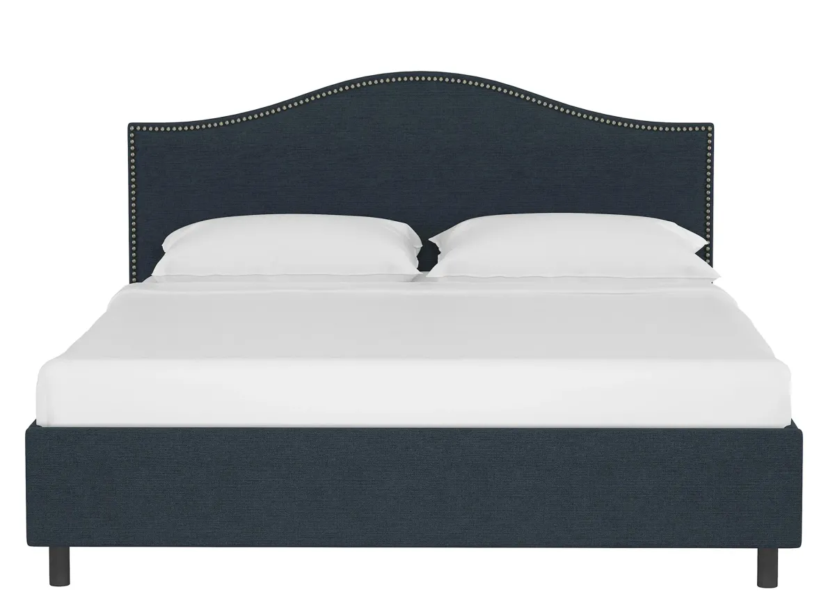 Alexander Platform Bed in Linen Navy by Skyline