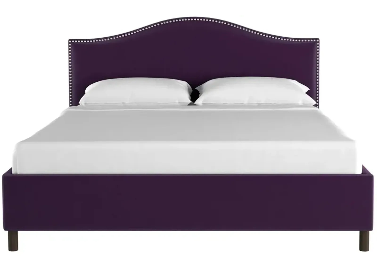 Alexander Platform Bed in Velvet Aubergine by Skyline