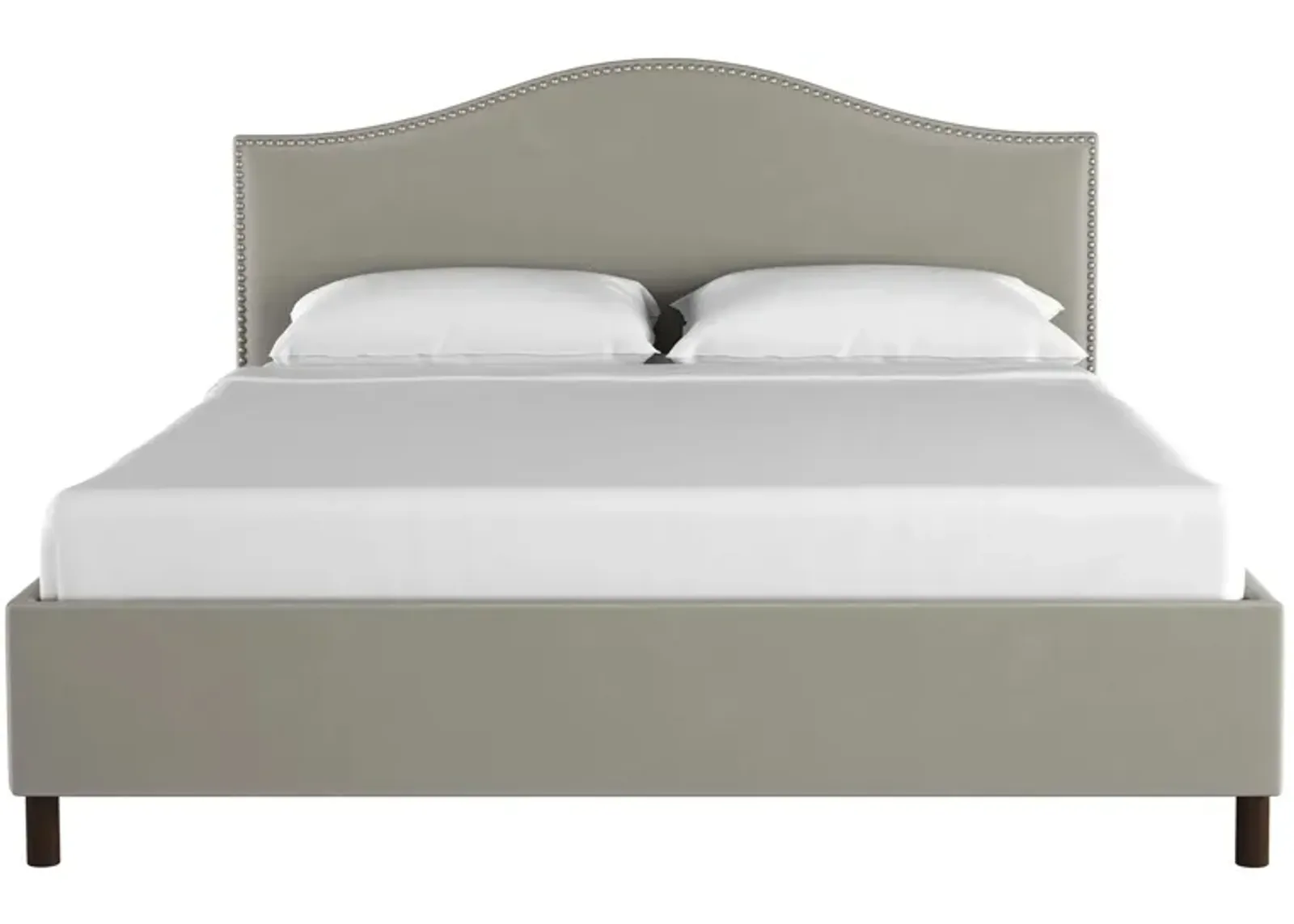 Alexander Platform Bed in Velvet Light Gray by Skyline