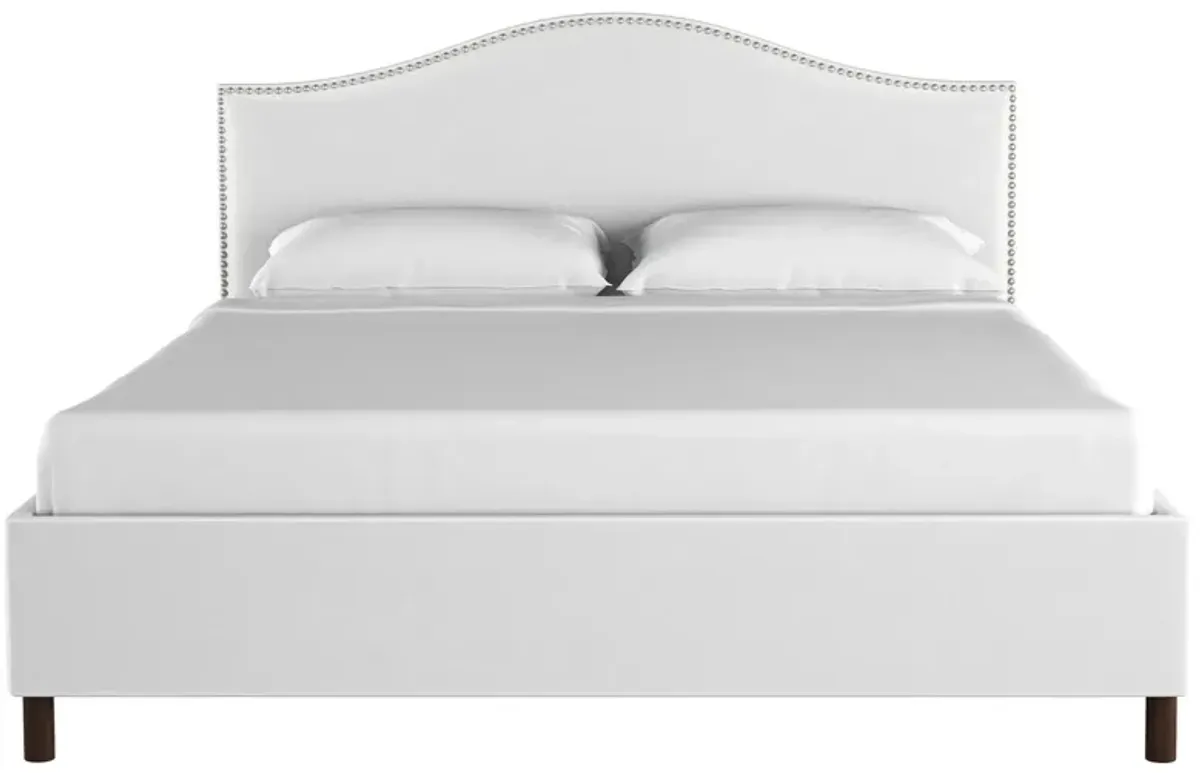 Alexander Platform Bed in Velvet White by Skyline