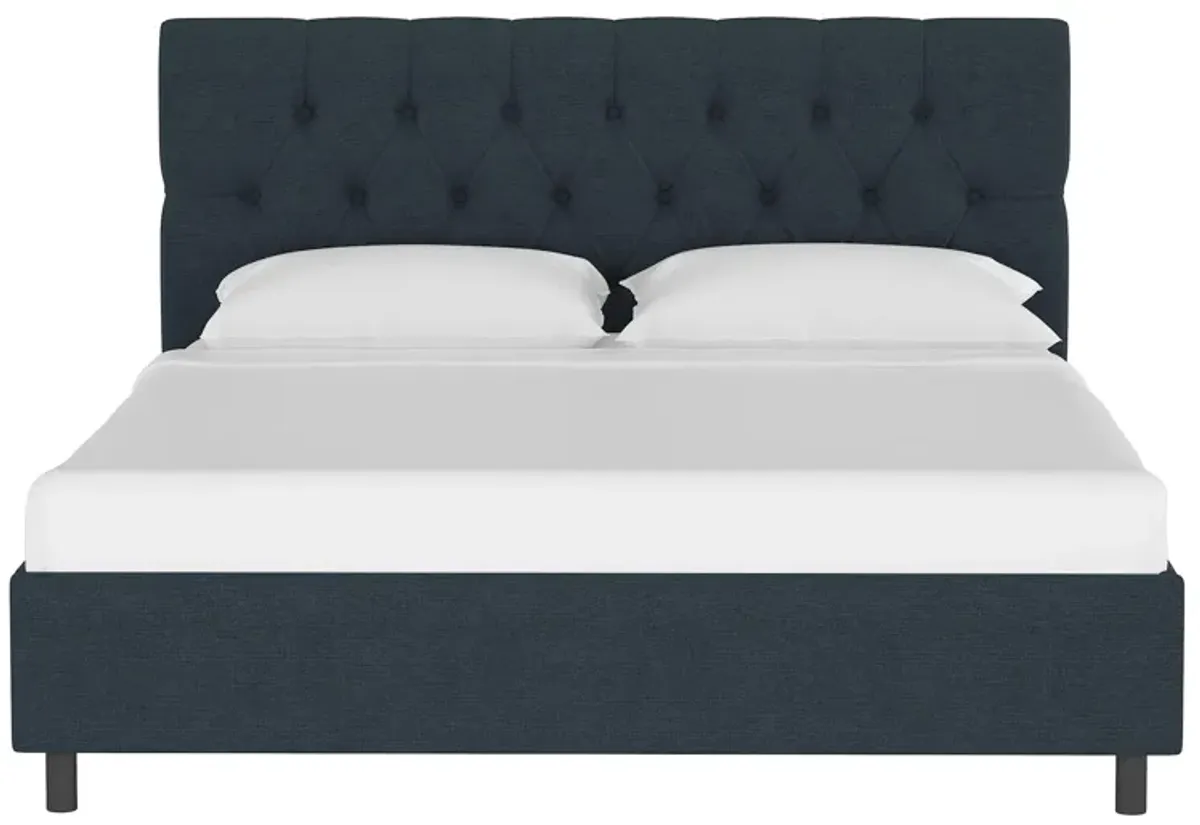 Blanchard Platform Bed in Linen Navy by Skyline