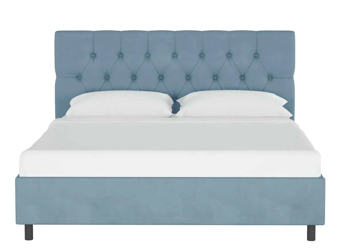 Blanchard Platform Bed in Velvet Ocean by Skyline