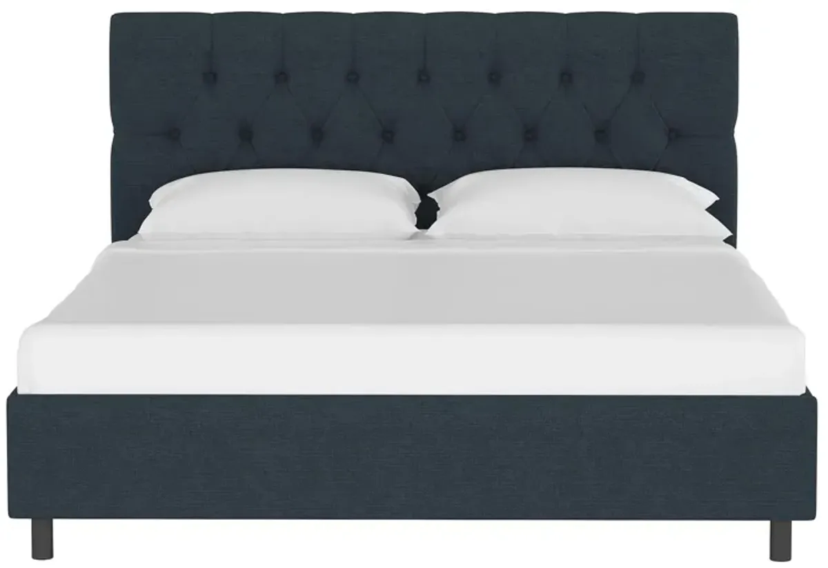 Blanchard Platform Bed in Linen Navy by Skyline