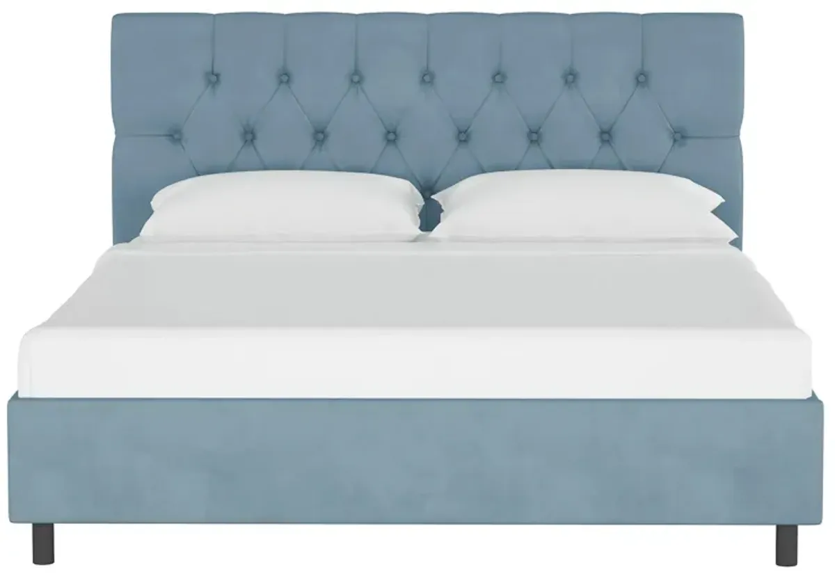 Blanchard Platform Bed in Velvet Ocean by Skyline