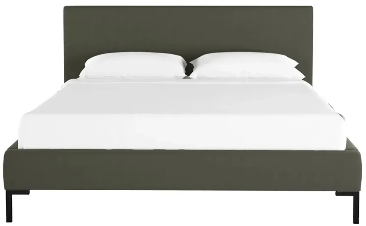 Malin Platform Bed in Velvet Pewter by Skyline