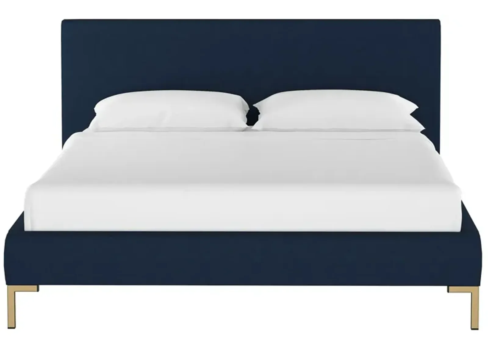 Malin Platform Bed in Linen Navy by Skyline