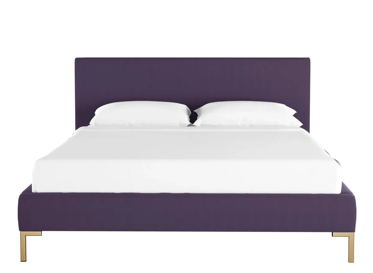 Malin Platform Bed in Velvet Aubergine by Skyline