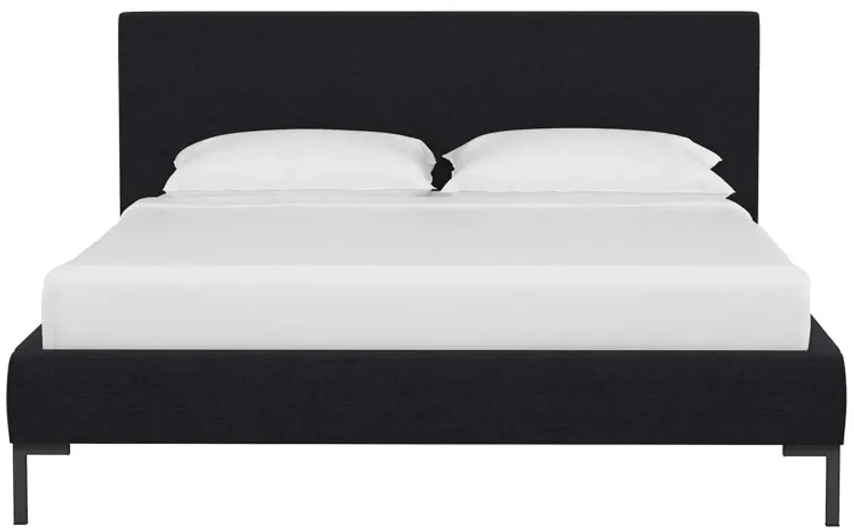 Malin Platform Bed in Linen Black by Skyline