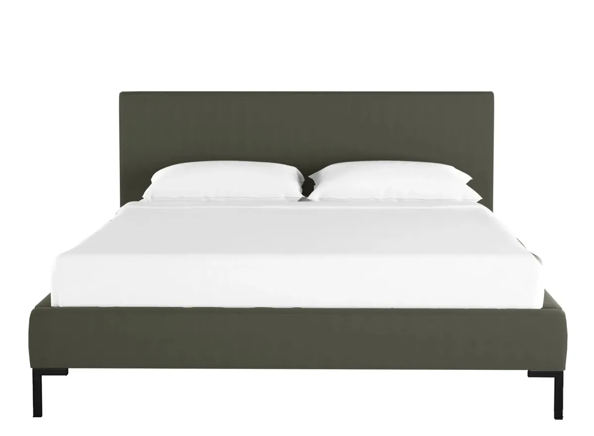 Malin Platform Bed in Velvet Pewter by Skyline