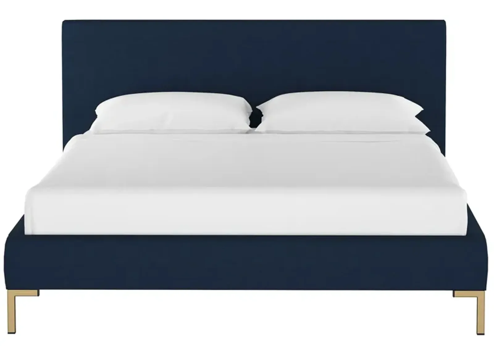 Malin Platform Bed in Linen Navy by Skyline