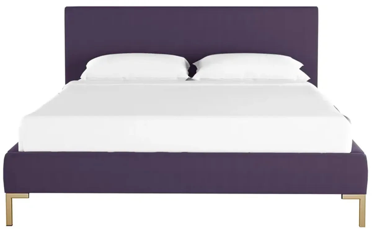 Malin Platform Bed in Velvet Aubergine by Skyline