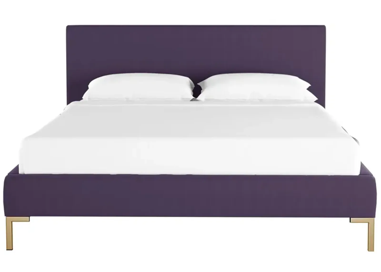 Malin Platform Bed in Velvet Aubergine by Skyline