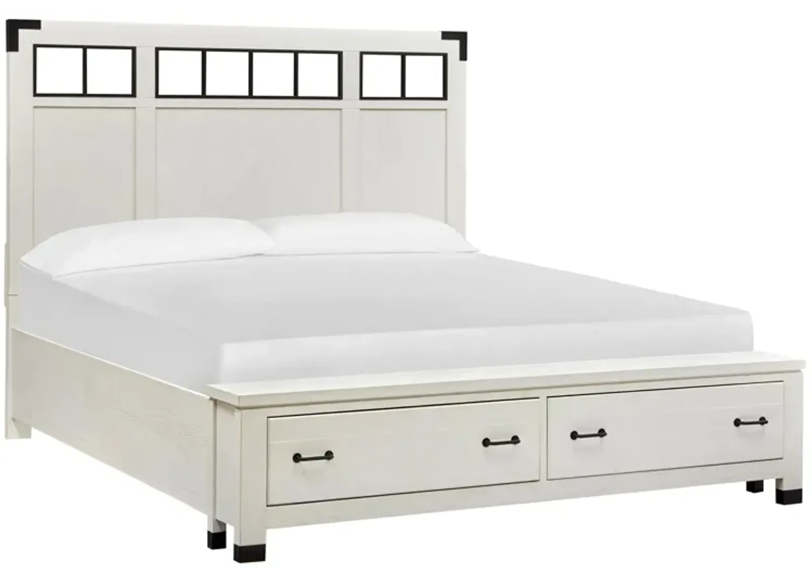 Harper Springs Panel Storage Bed with Metal Accent in Silo White by Magnussen Home