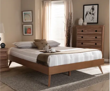 Lissette Mid-Century King Size Platform Bed Frame in Walnut by Wholesale Interiors