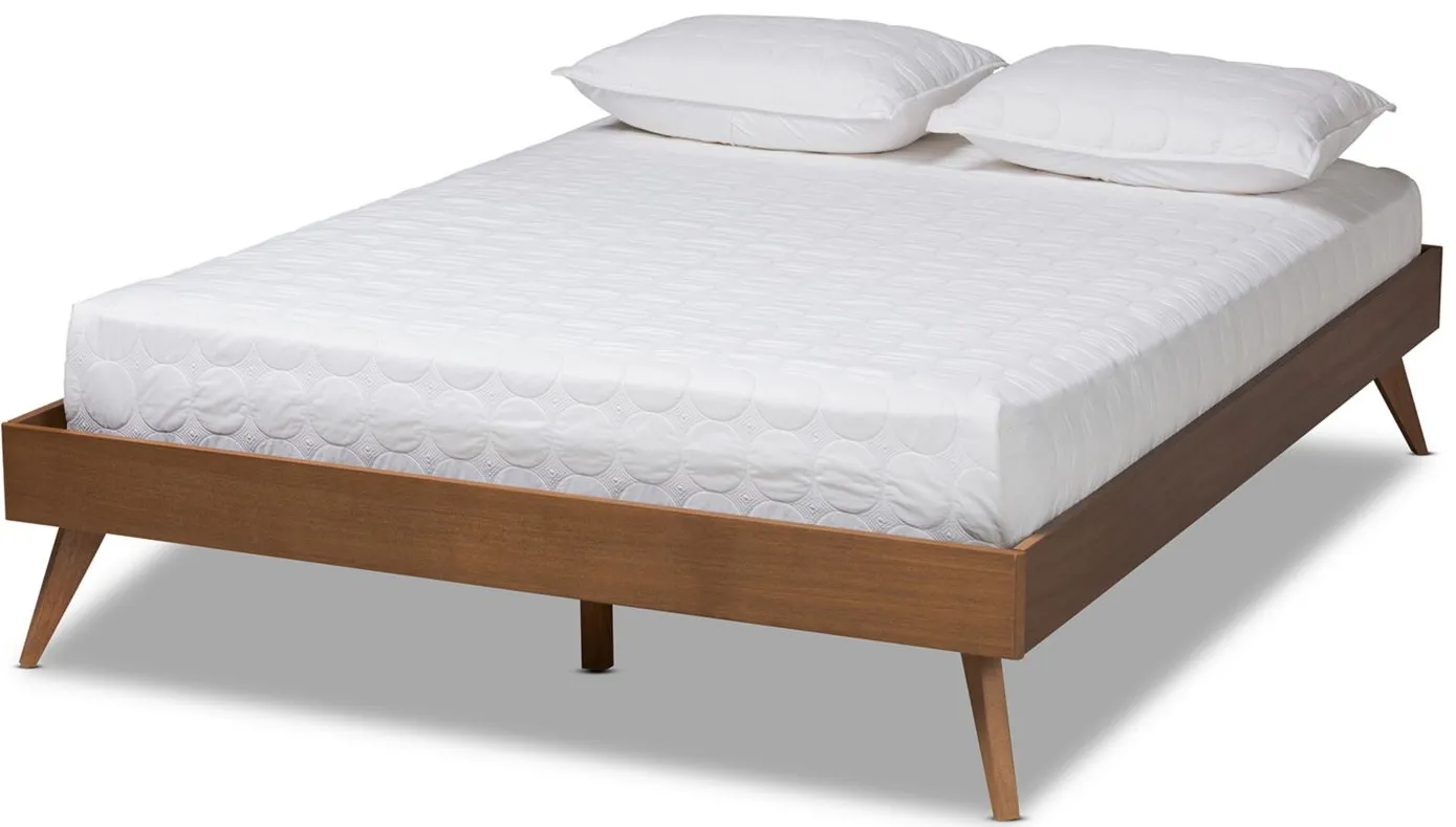 Lissette Mid-Century King Size Platform Bed Frame in Walnut by Wholesale Interiors