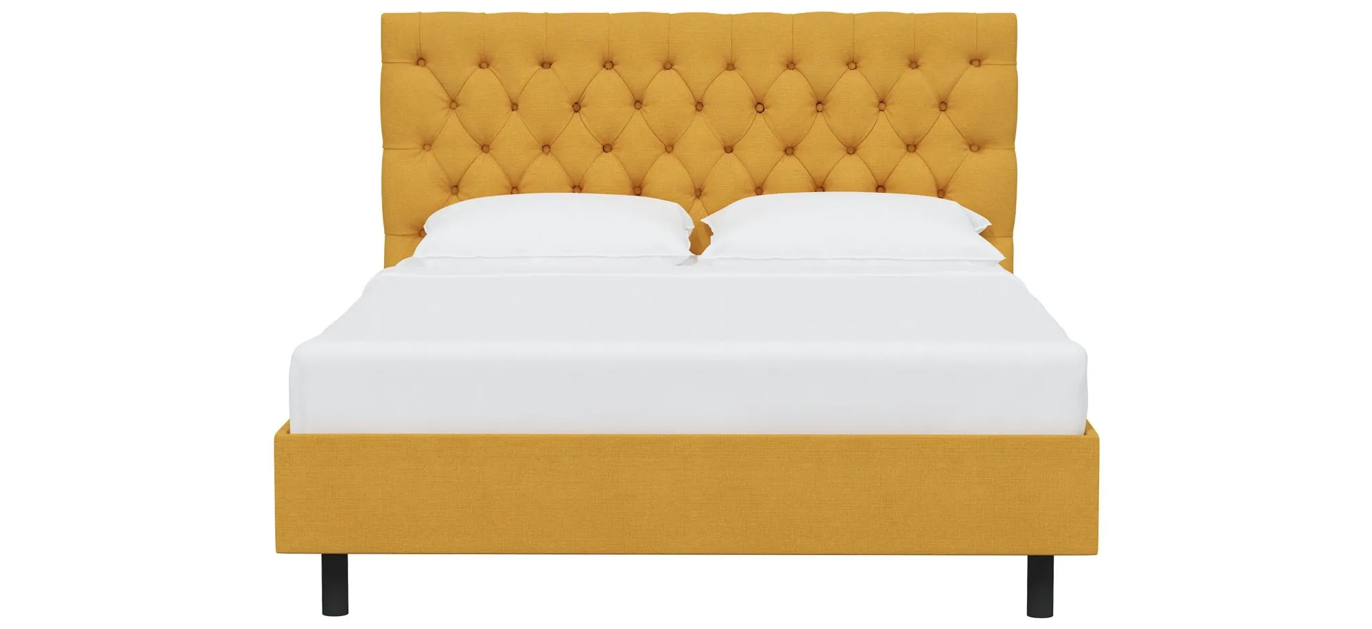 Queensbury Platform Bed in Linen French Yellow by Skyline