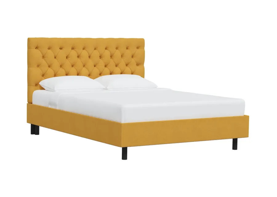 Queensbury Platform Bed in Linen French Yellow by Skyline