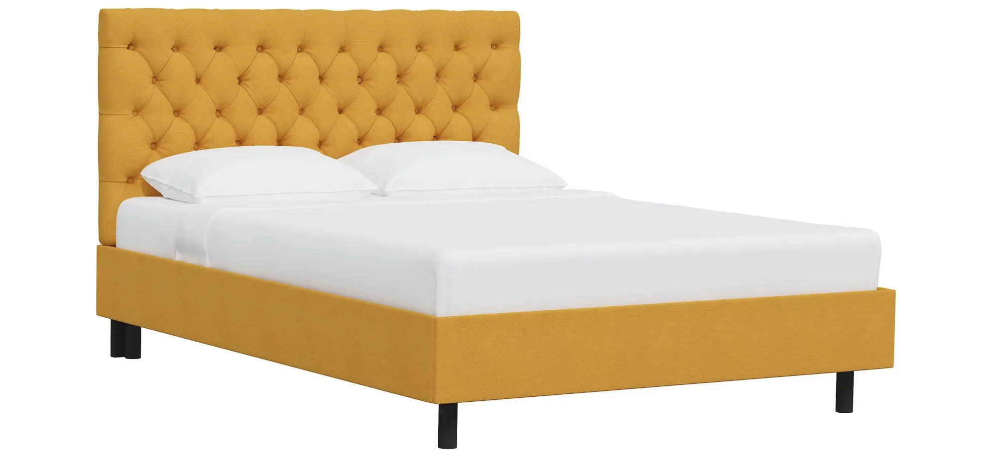 Queensbury Platform Bed in Linen French Yellow by Skyline