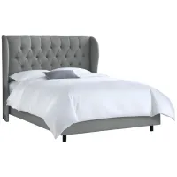 Thayer Wingback Bed in Linen Gray by Skyline