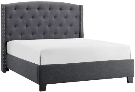 Eva Tufted Upholstered Bed in Gray by Crown Mark