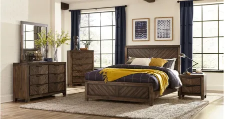 Fostoria Panel Bed in Distressed Wood by Homelegance