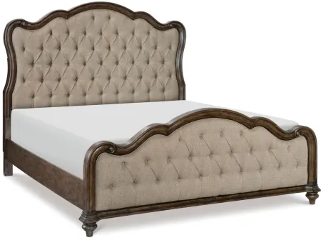 Moorewood Park Upholstered Bed in Dark Oak by Homelegance