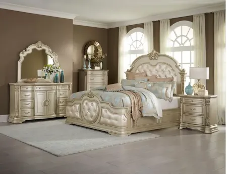 Deryn Upholstered Bed in Champagne by Homelegance