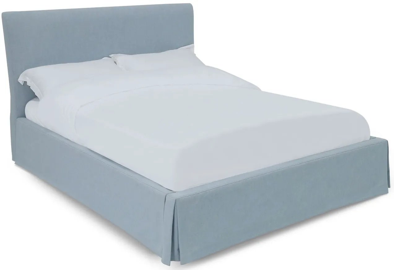 Shelby Upholstered Skirted Panel Bed in Sky by Bellanest