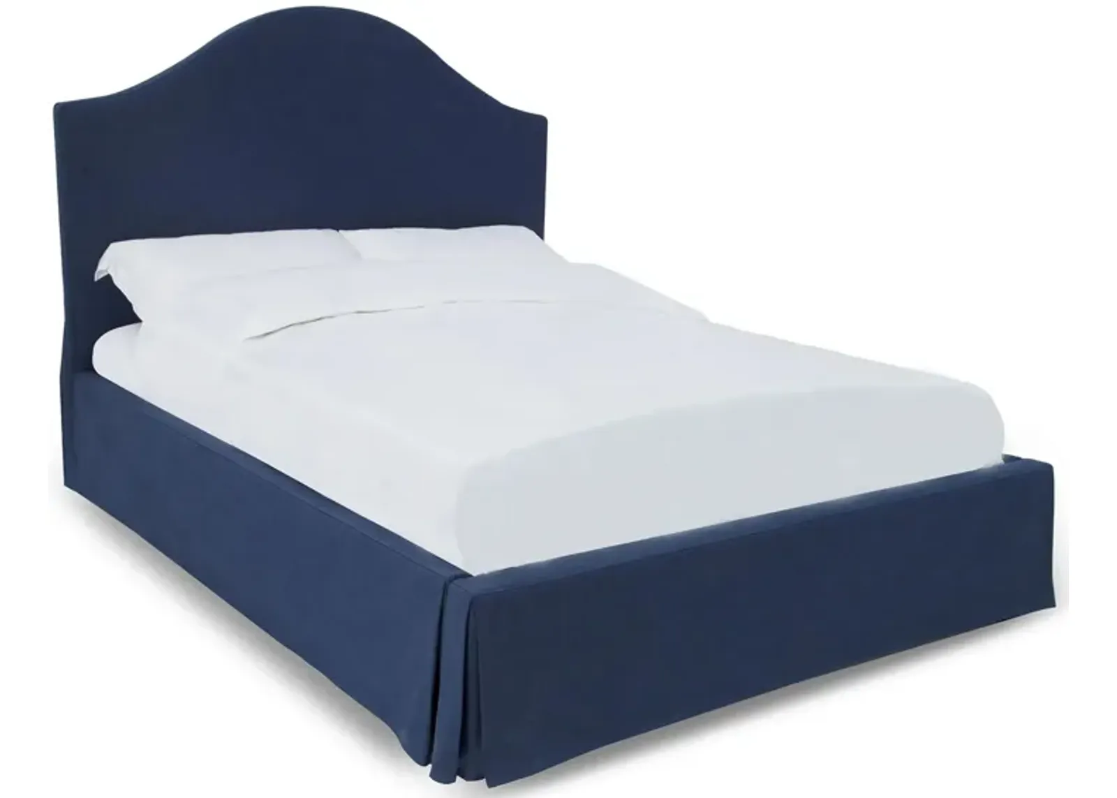 Sur Upholstered Skirted Panel Bed in Navy by Bellanest