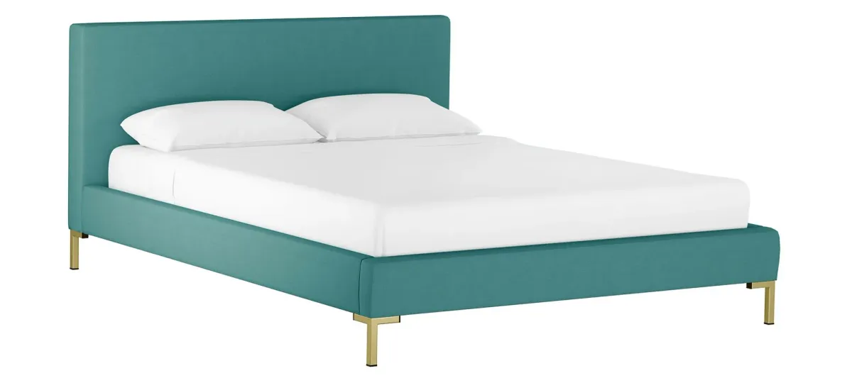 Malin Platform Bed in Linen Laguna by Skyline